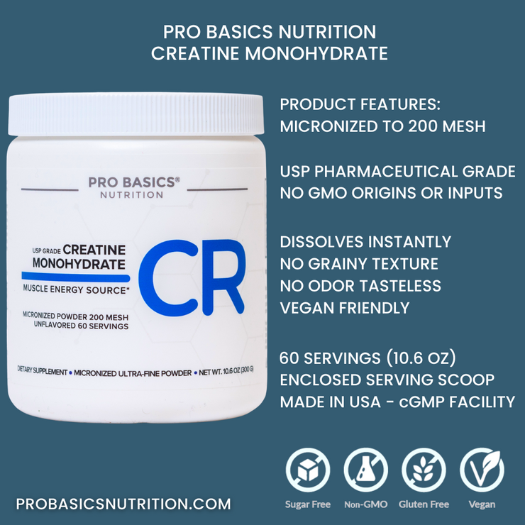 USP Grade Creatine Monohydrate Powder, Micronized, 10.6oz (300g)